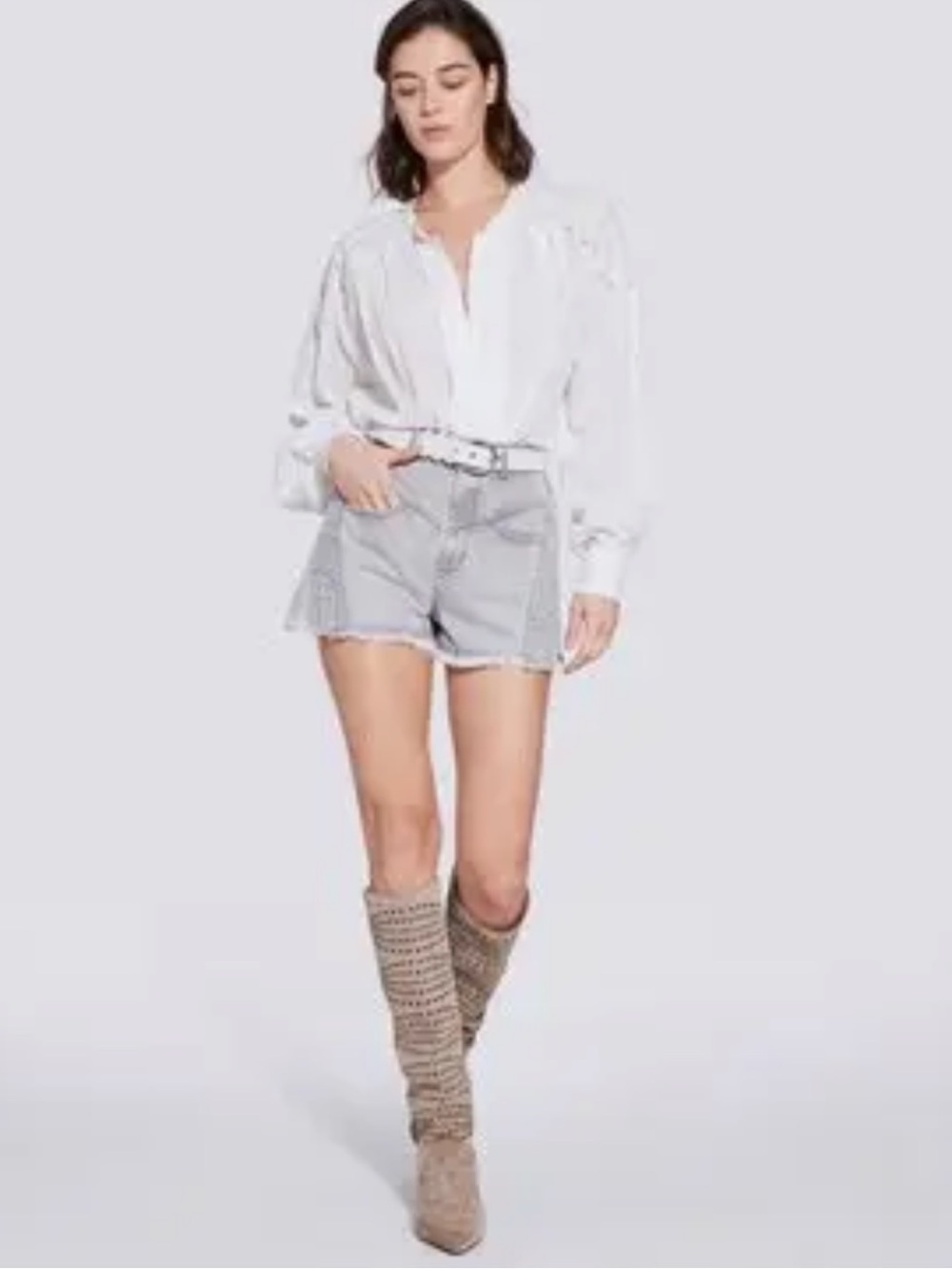 IRO: Lorez High Waist Smoke Light Grey Denim Shorts/ 38/ NWT